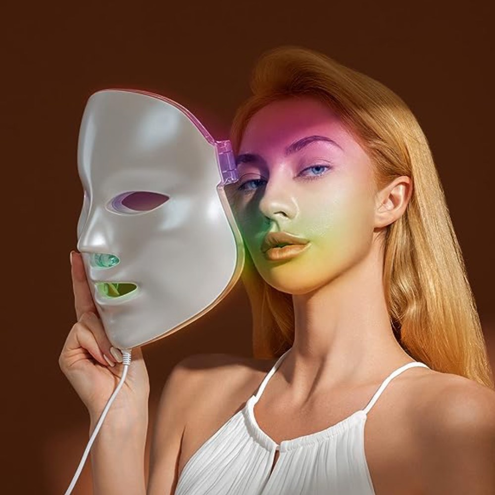 An LED light therapy mask